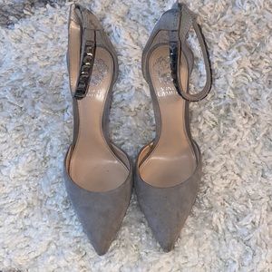 Grey jewel strap heels